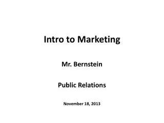 Intro to Marketing