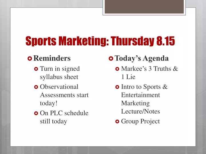 sports marketing thursday 8 15