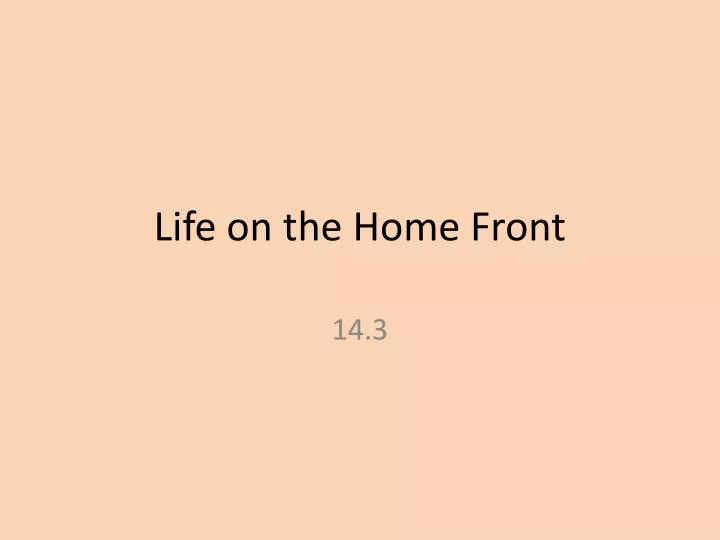 life on the home front