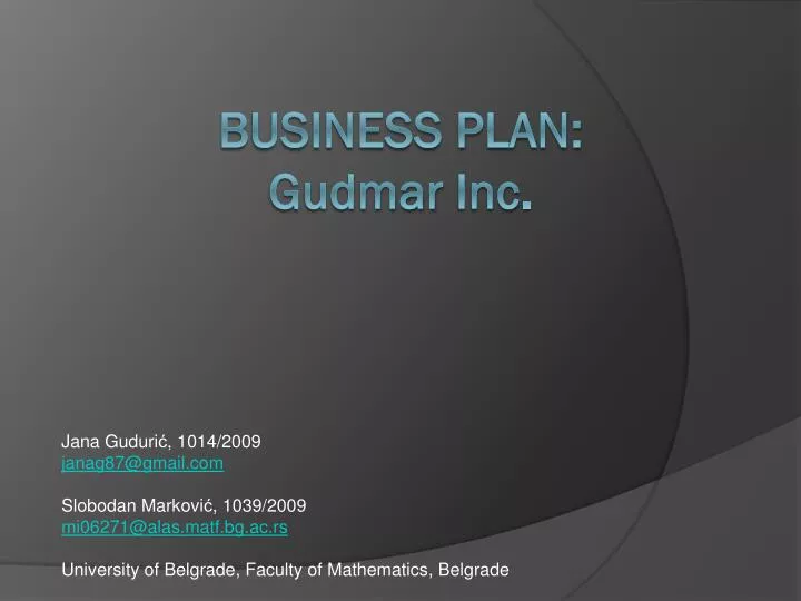 business plan gudmar inc