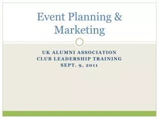 Event Planning &amp; Marketing