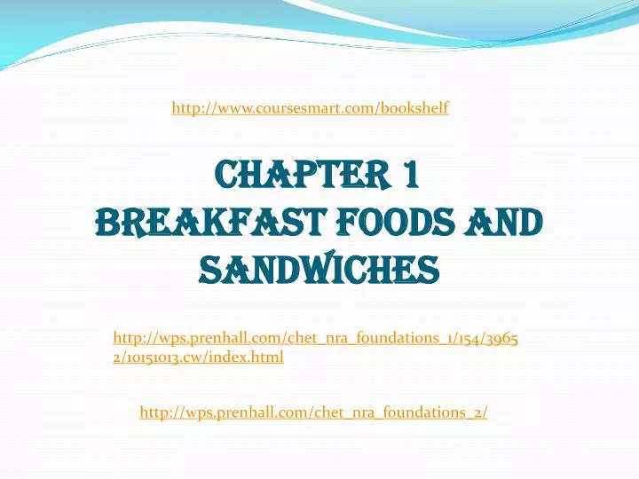 chapter 1 breakfast foods and sandwiches
