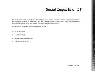 Social Impacts of IT