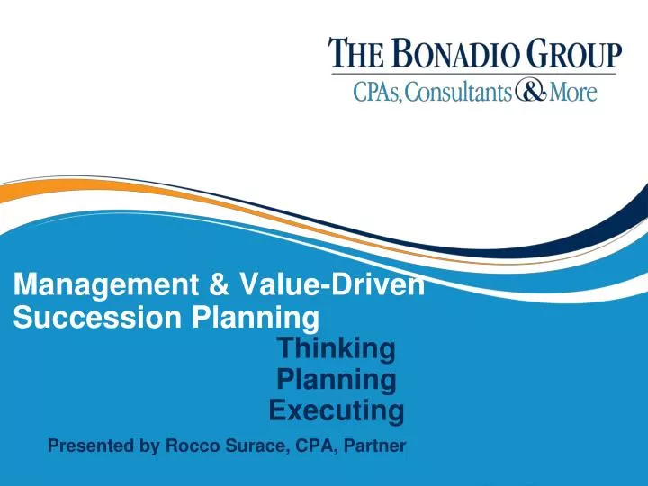 management value driven succession planning