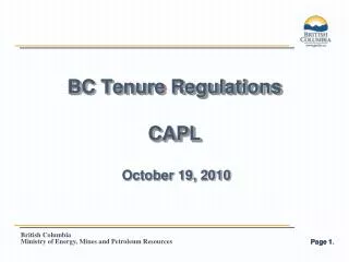 BC Tenure Regulations CAPL