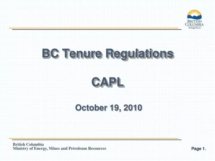 bc tenure regulations capl
