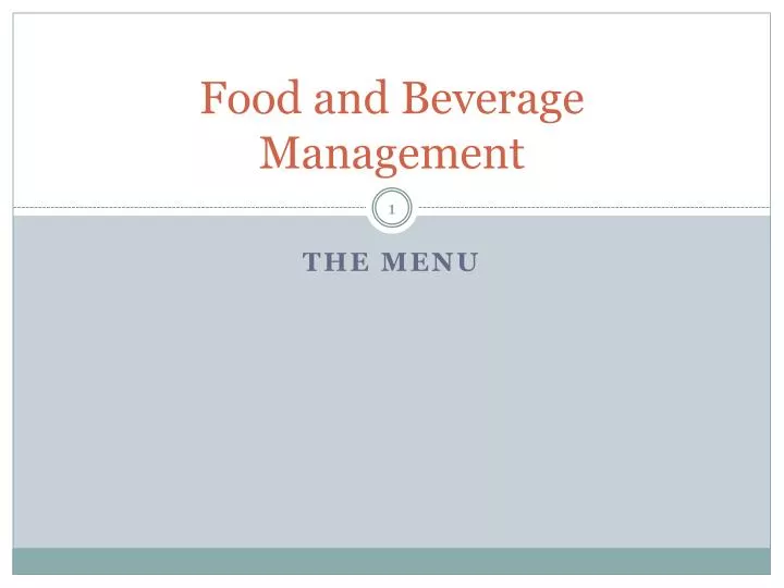 food and beverage management