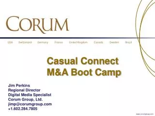 Casual Connect M&amp;A Boot Camp