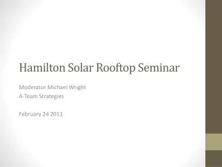 Hamilton Solar Rooftop Seminar