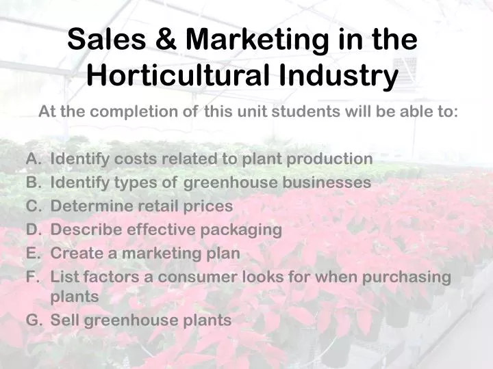 sales marketing in the h orticultural industry