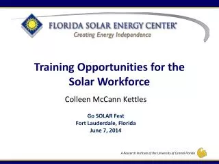 Training Opportunities for the Solar Workforce