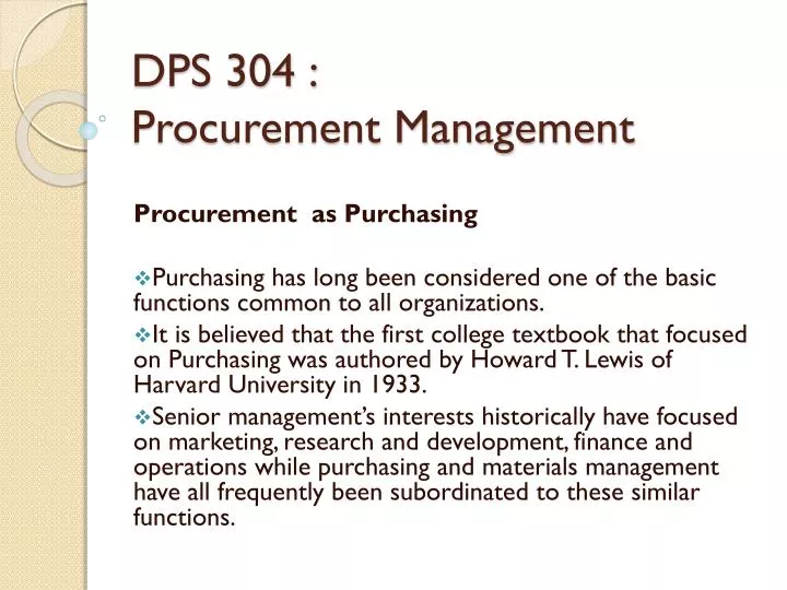 dps 304 procurement management