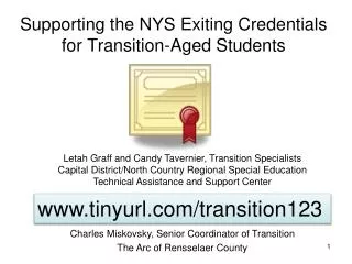Supporting the NYS Exiting Credentials for Transition-Aged Students