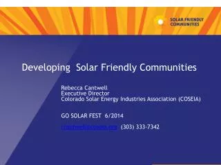 Developing Solar Friendly Communities