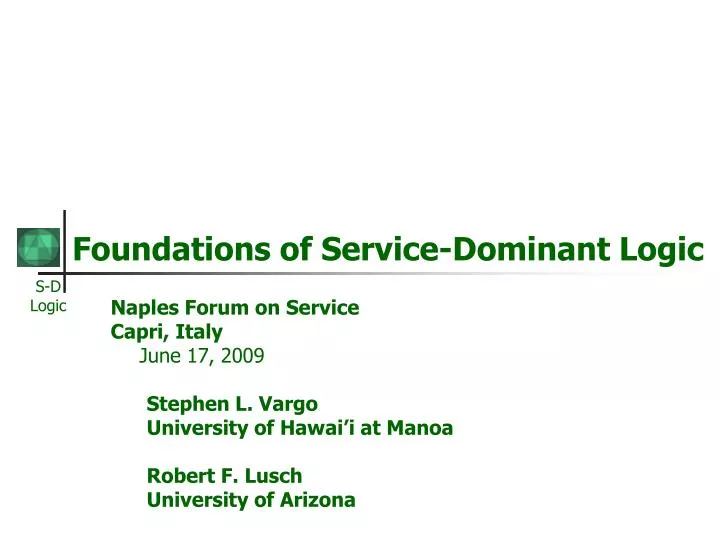 foundations of service dominant logic