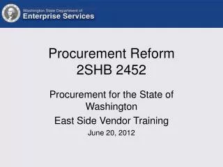 Procurement Reform 2SHB 2452