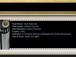Team Name : Team Rubericks Team Leader: Jasbeen Chunara Team Members: Jasbeen Chunara Country : India