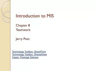 Introduction to MIS