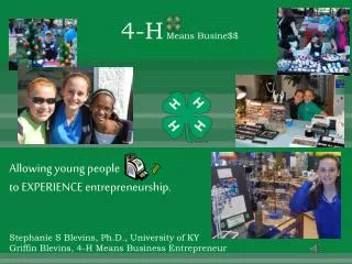 Allowing young people to EXPERIENCE entrepreneurship.