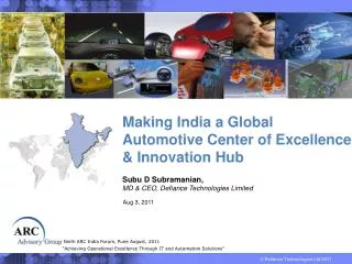 Making India a Global Automotive Center of Excellence &amp; Innovation Hub