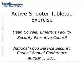 Active Shooter Tabletop Exercise