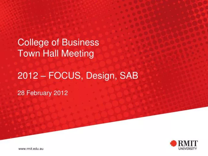 college of business town hall meeting 2012 focus design sab