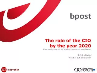 The role of the CIO by the year 2020 Illustrated using a large semi-governmental organisation