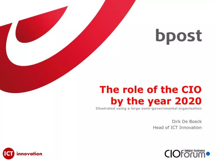 the role of the cio by the year 2020 illustrated using a large semi governmental organisation