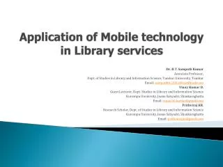 Application of Mobile technology in Library services