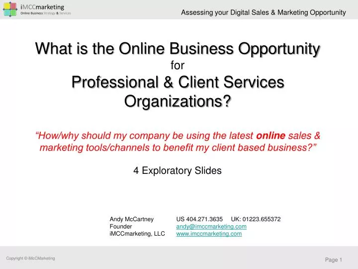 what is the online business opportunity for professional client services organizations