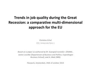 Trends in job quality during the Great Recession: a comparative multi-dimensional approach for the EU
