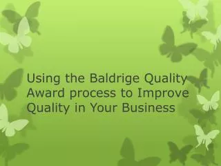 Using the Baldrige Quality Award process to Improve Quality in Your Business