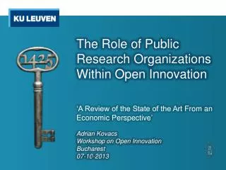 The Role of Public Research Organizations Within Open Innovation