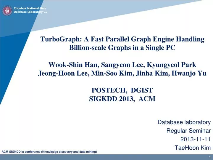database laboratory regular seminar 2013 11 11 taehoon kim