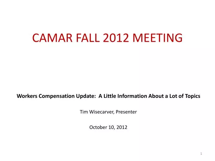 camar fall 2012 meeting