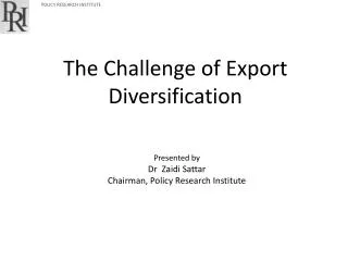 The Challenge of Export Diversification