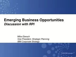Emerging Business Opportunities Discussion with RPI