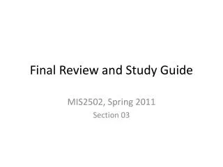 Final Review and Study Guide