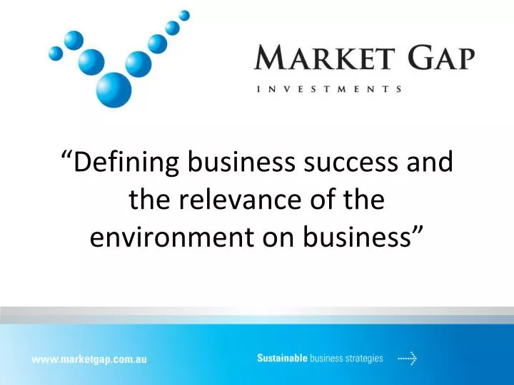 defining business success and the relevance of the environment on business