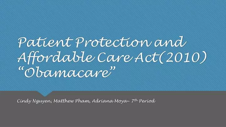 patient protection and affordable care act 2010 obamacare