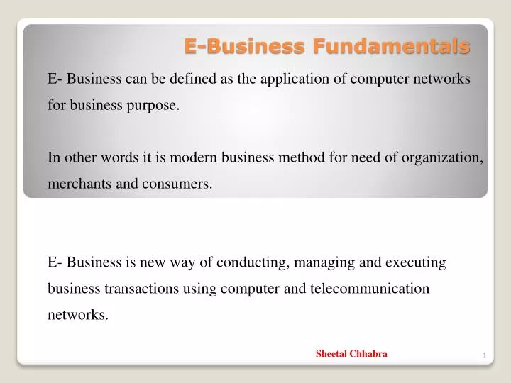 e business fundamentals