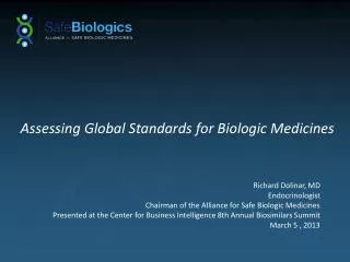 Assessing Global Standards for Biologic Medicines