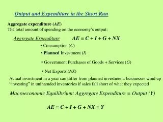 Output and Expenditure in the Short Run