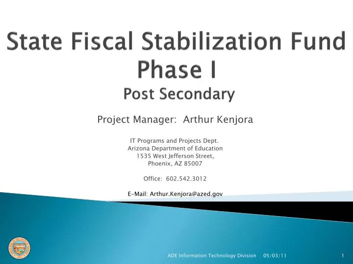 state fiscal stabilization fund phase i post secondary