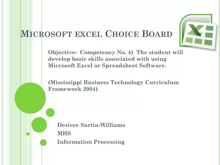microsoft excel choice board