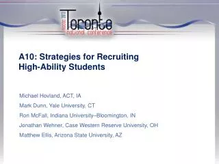 A10: Strategies for Recruiting High-Ability Students