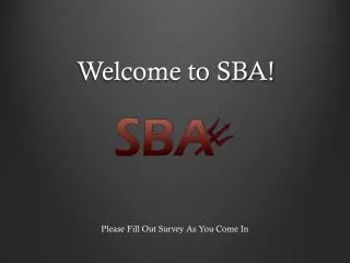 Welcome to SBA!