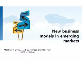 New business models in emerging markets