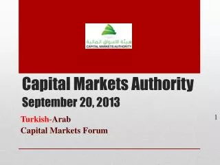 Capital Markets Authority September 20, 2013