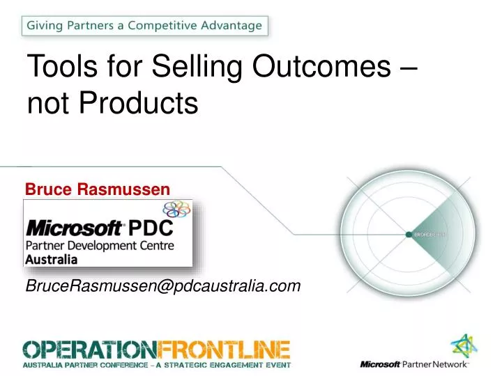 tools for selling outcomes not products